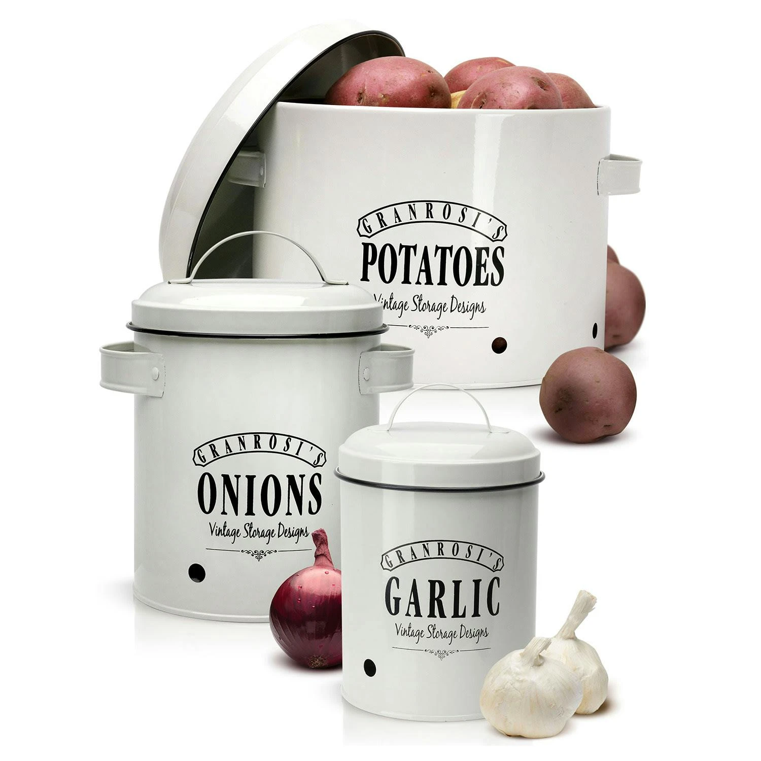 Iowa Zwiebeltopf Emaille-Stahlblech Ca. 17 X 22,5 X 14 Rostfrei Creme - Image 4