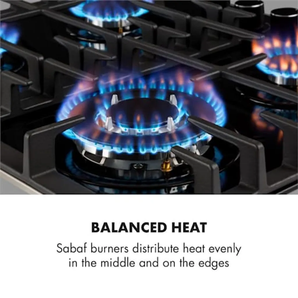 Klarstein Ignito 4 Zonen Gaskochfeld - 4-flammig Aus Glaskeramik, New Edition, Autark, 60cm, Sabaf-Brenner, Erdgas/Propangas, Sicher Mit Abschaltautomatik, Topfträger Aus Gusseisen, Einbau, Schwarz - Image 3