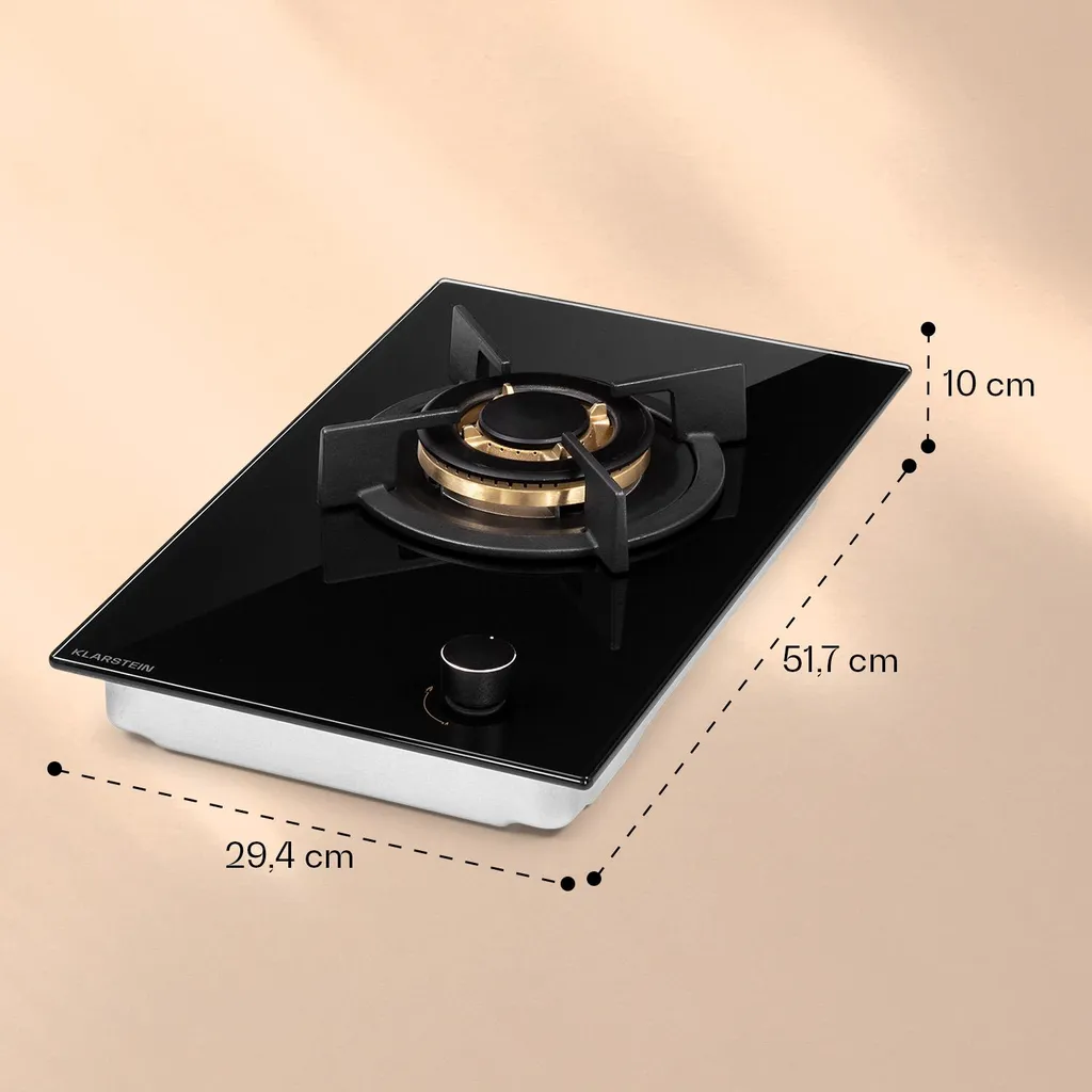 Klarstein Gaskochfeld Einbau Gasherd - Messing-Brenner - Erdgas/Propangas - Glaskeramik - Automatische Abschaltung - Topfträger Aus Gusseisen - 30 Cm - 1-flammig - Weiß Einbau Gas Kochfeld Gasherd 1 Kochfeld Herdplatte Kochplatte Einbaukochfeld - Image 6