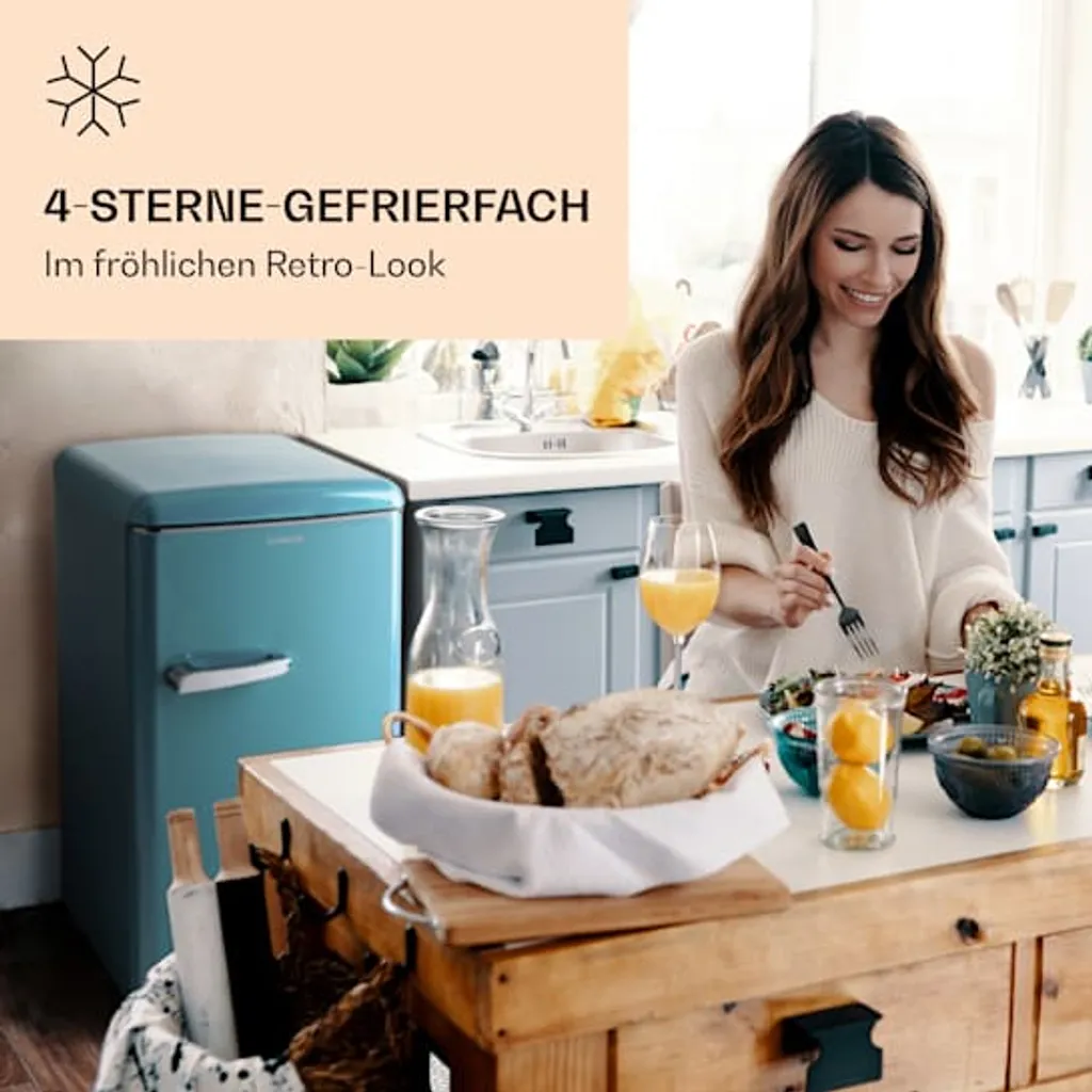 Klarstein Laika 60L Gefrierschrank , 60 Liter , 4-Sterne-Gefrierfach , 3 Schubladen , Temperatur: -18 Bis 0 °C , 5-stufiger Thermostat , 41 DB , Retro-Look - Image 2