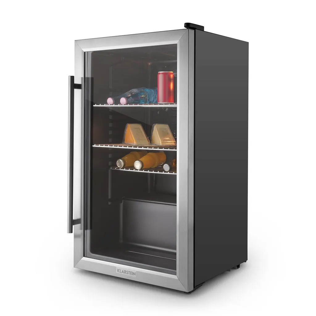 Klarstein Beersafe XXL - Black Edition Getränke-Kühlschrank Mit 80 Liter, Metallgehäuse Mit Doppelt Isolierter Glastür, 5-10 Grad, Niedrige Betriebsgeräusche, Schwarz-silber - Image 6