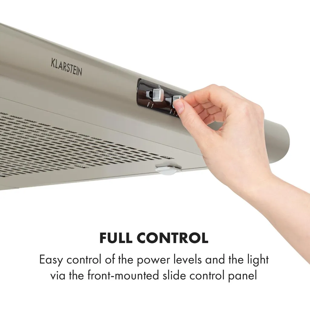 Klarstein Capannina Unterbauhaube , Dunstabzugshaube , Abluft/Umluft , Breite: 60 Cm , Max. Abluftleistung: 166 M³/h , EEC C , 3 Lüftungsstufen , Schieberegler , Installation: Wand- Oder Unterschrankanbau , Material: Edelstahl , LED-Kochfeldbeleuchtung , Silber - Image 6