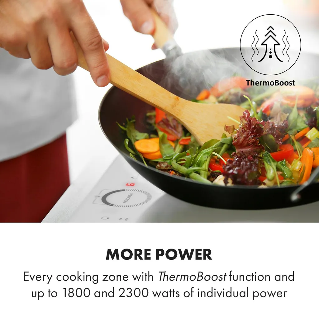 Klarstein Delicatessa Slim Domino Induktionskochfeld ,29 Cm ,Einbau ,autark ,2 Zonen: 3500 Watt ,9 Stufen ,Booster ,Flexzone ,Topferkennung ,Timer ,Glaskeramik ,rahmenlos ,weiß - Image 7