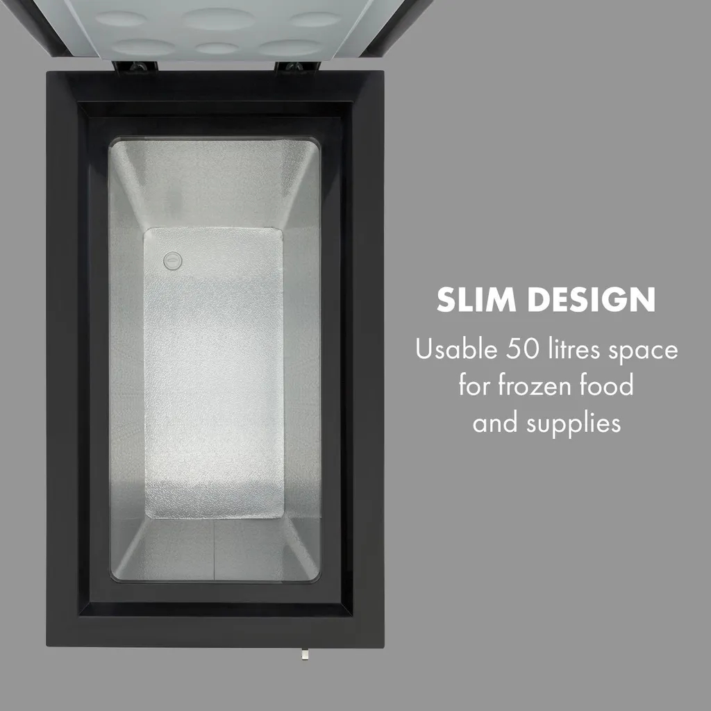 Klarstein Gefrierschrank Gefriertruhe - Tiefkühltruhe Gefrierbox - Temperaturregler - Bodenrollen - Freistehend - 50 Liter - Mattschwarz Tiefkühlschrank Freistehend Gefriertruhe Gefrierschrank Groß Kühltruhe Gefriergeräte - Image 2