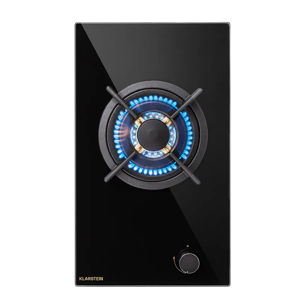 Klarstein Gaskochfeld Einbau Gasherd - Messing-Brenner - Erdgas/Propangas - Glaskeramik - Automatische Abschaltung - Topfträger Aus Gusseisen - 30 Cm - 1-flammig - Weiß Einbau Gas Kochfeld Gasherd 1 Kochfeld Herdplatte Kochplatte Einbaukochfeld