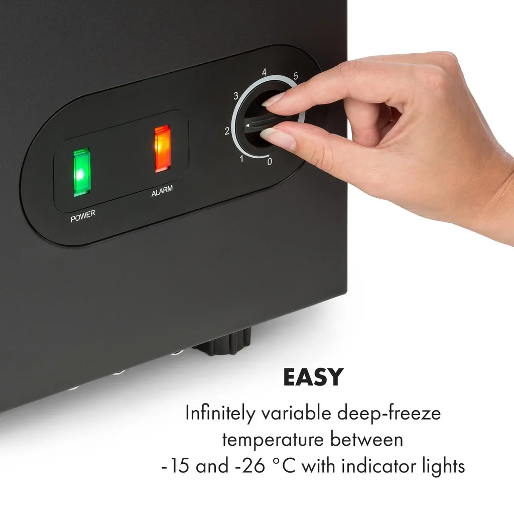 Klarstein Gefrierschrank Gefriertruhe - Tiefkühltruhe Gefrierbox - Temperaturregler - Bodenrollen - Freistehend - 50 Liter - Mattschwarz Tiefkühlschrank Freistehend Gefriertruhe Gefrierschrank Groß Kühltruhe Gefriergeräte - Image 6