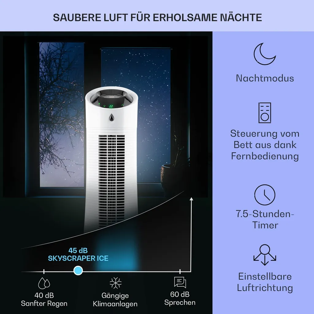 Klarstein Mobiles Klimagerät Ohne Abluftschlauch - Luftkühler Mit Wasser Ventilator Luftbefeuchter Luftreiniger Funktion - 6L Wassertank - Air Cooler Klimaanlage Mobil Mit Fernbedienung - Weiß - Image 4