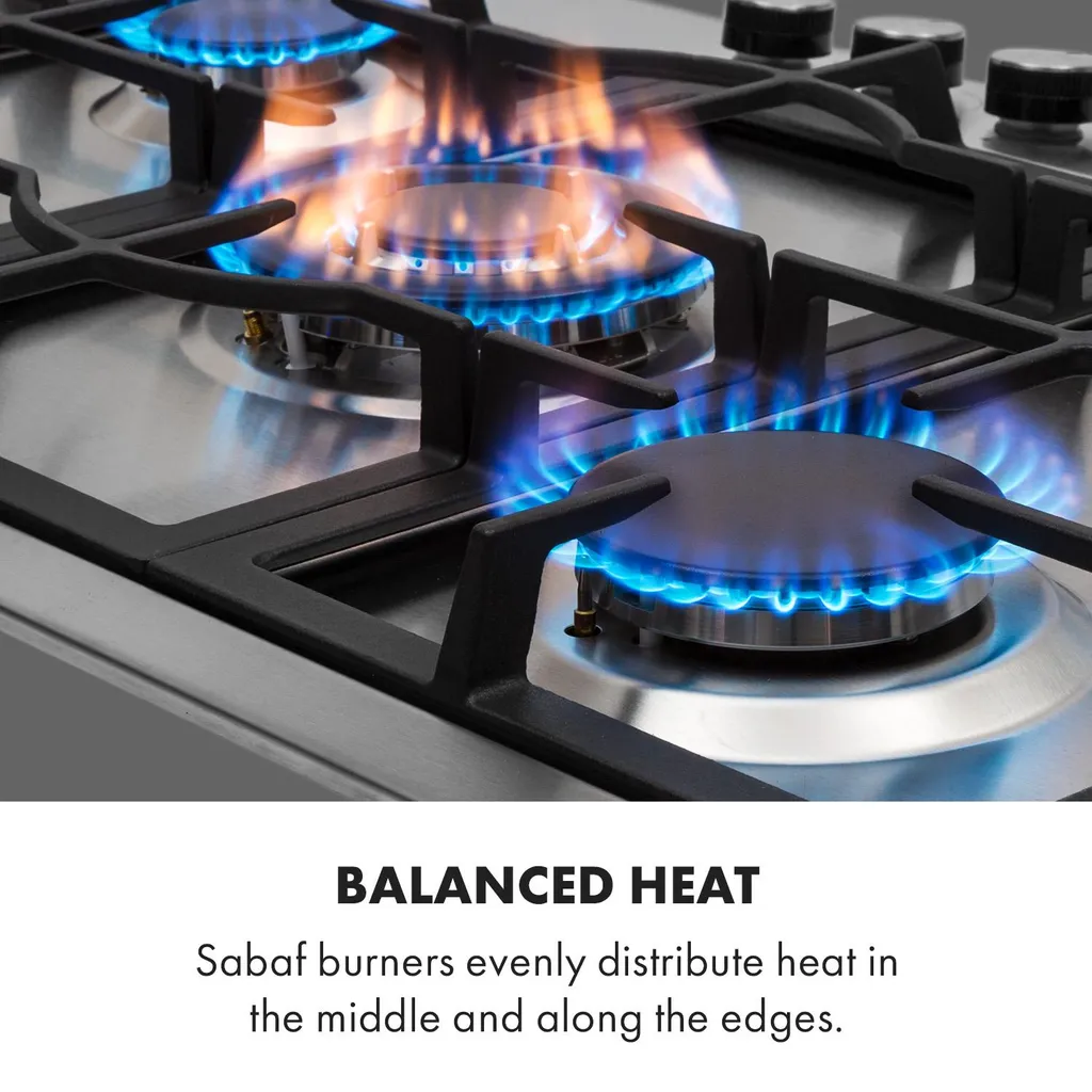 Klarstein Gasherd Kochfeld Einbau-Gaskochfeld - Sabaf-Brenner - Gaskochfeld Für Propan/Erdgas - Einbau Gasherd Glaskeramik 5-Flammig - Silber Einbau Gas Kochfeld Gasherd 5 Platten Kochfelder Herdplatte Kochplatte Einbaukochfeld - Image 3
