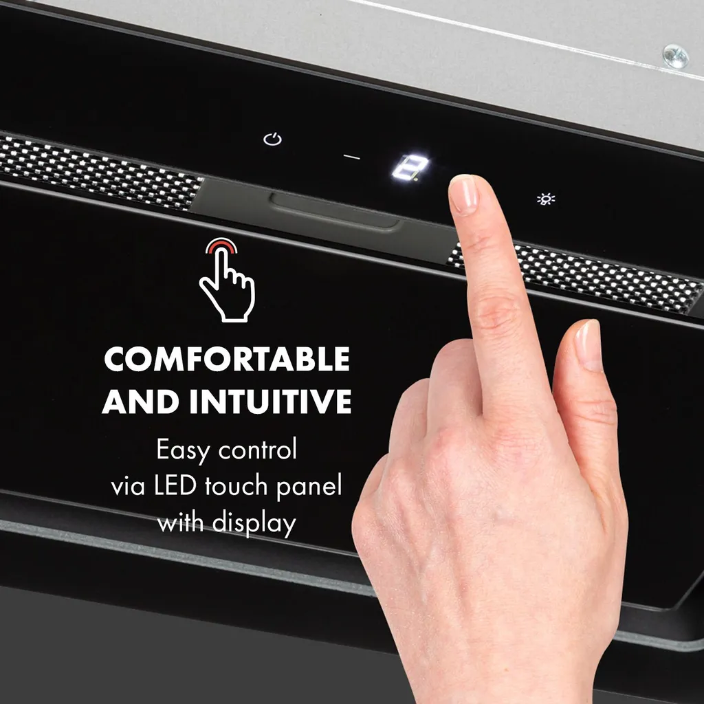 Klarstein Hektor Eco Lüfterbaustein , 52 Cm , Max. Abluftleistung 566 M³/h , EEK: B , 3 Stufen , Nachlüftungstimer , LEDs: 2 X 2 W , Touch-Panel , Dunstabzugshaube , Einbau-Haube , Unterseite Aus Sicherheitsglas , Schwarz - Image 5