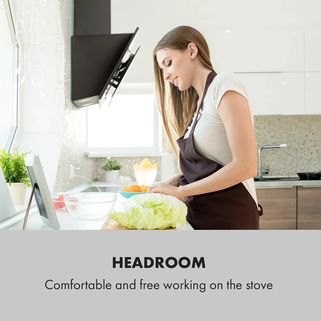 Klarstein Alessia Dunstabzugshaube , 90 Cm , EEK B , 350 M³/h , Push Control , LED-Beleuchtung , Abluft Oder Umluft , Kopffreihaube , Wandhaube , Edelstahl-Glas-Mix , Schwarz - Image 3