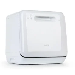 Klarstein Aquatica Mini-Tischgeschirrspüler, A, 125 KWh/Jahr, 2 Maßgedecke, Freistehend, Installationsfrei, 360° Wäsche, 3 Programme, Touch Control, Wasserverbrauch: 5 Liter, Weiß