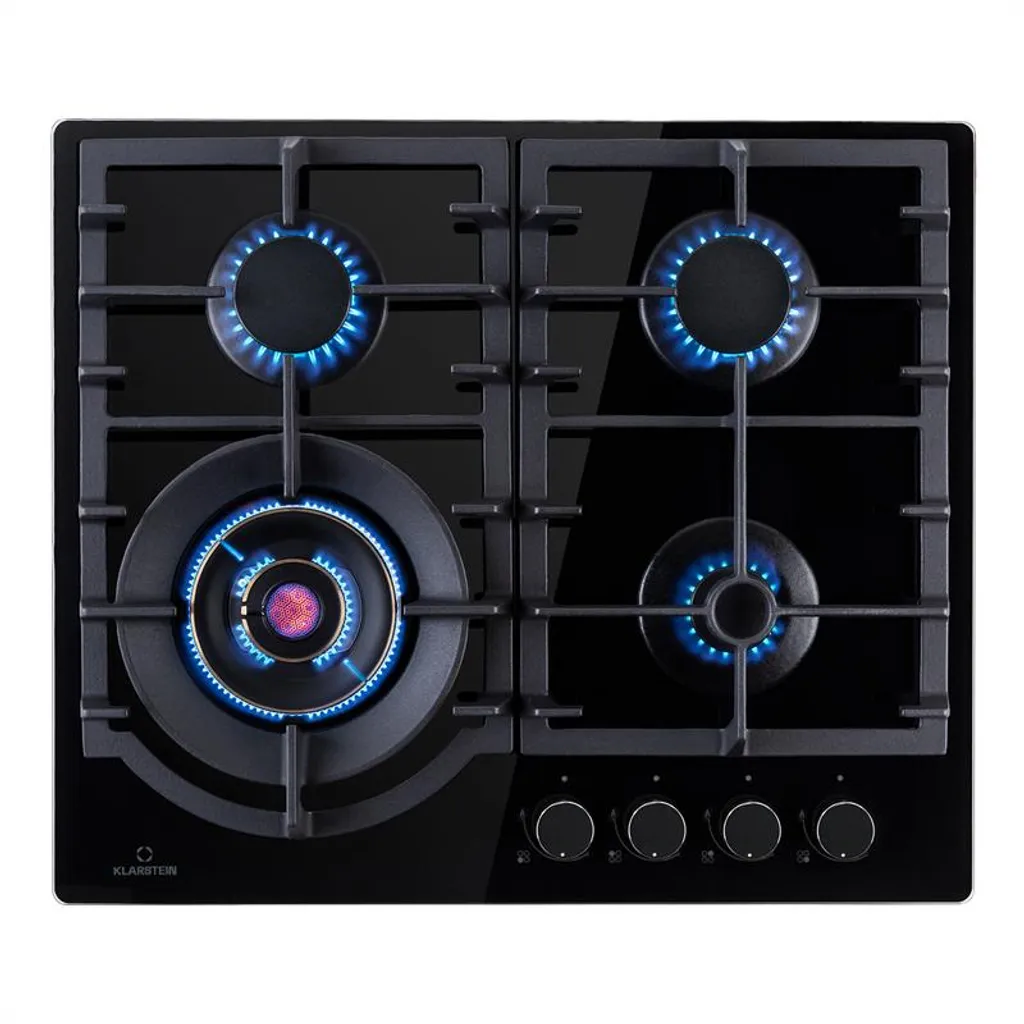 Klarstein Ignito Max 4 , Gaskochfeld , 4-flammig Glaskeramik , Ektrische Zündung , Geringere Energiekosten , 9,1 KW , 60 Cm