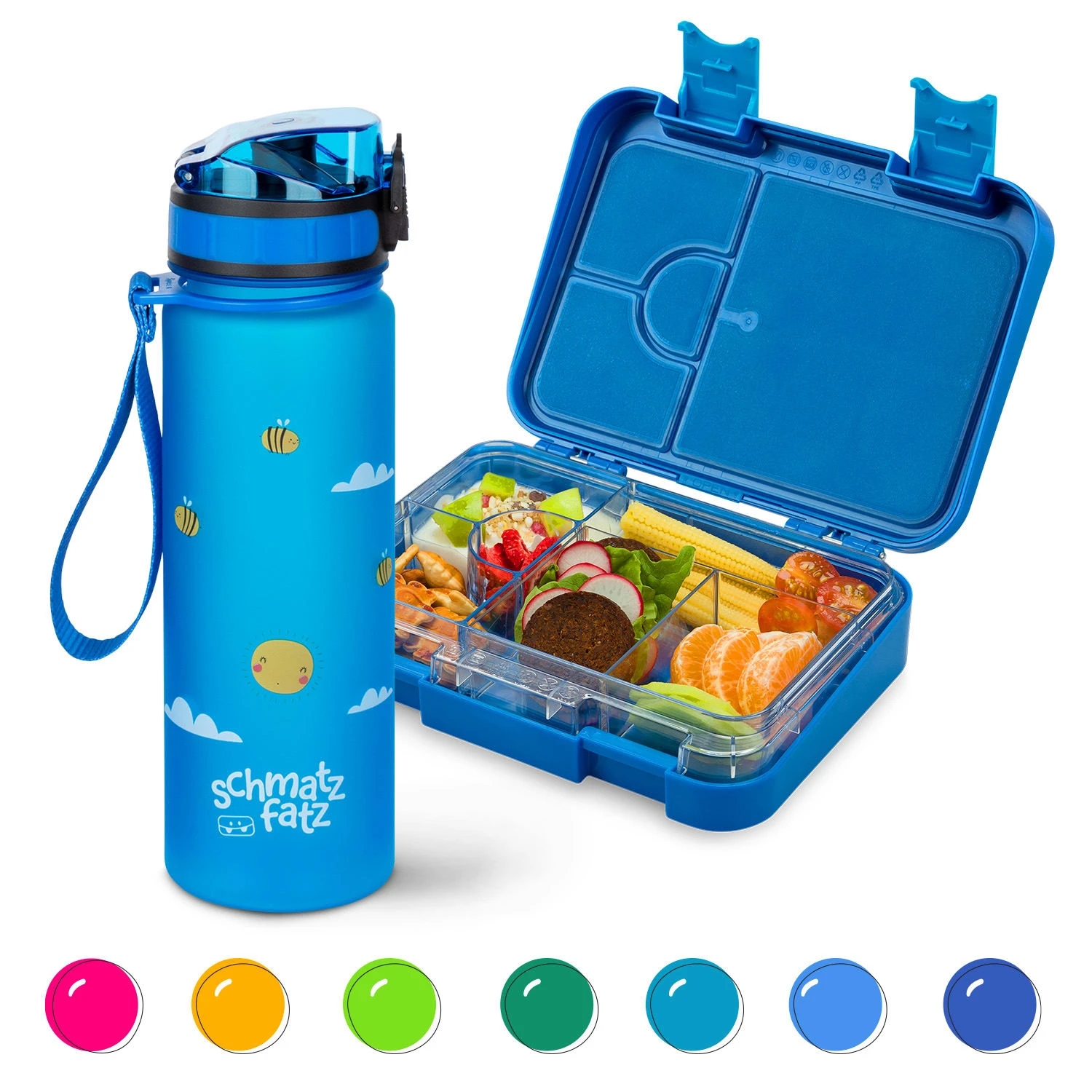 Schmatzfatz Frühstücksset Lunchbox & Trinkflasche Tritan Dicht BPA-frei