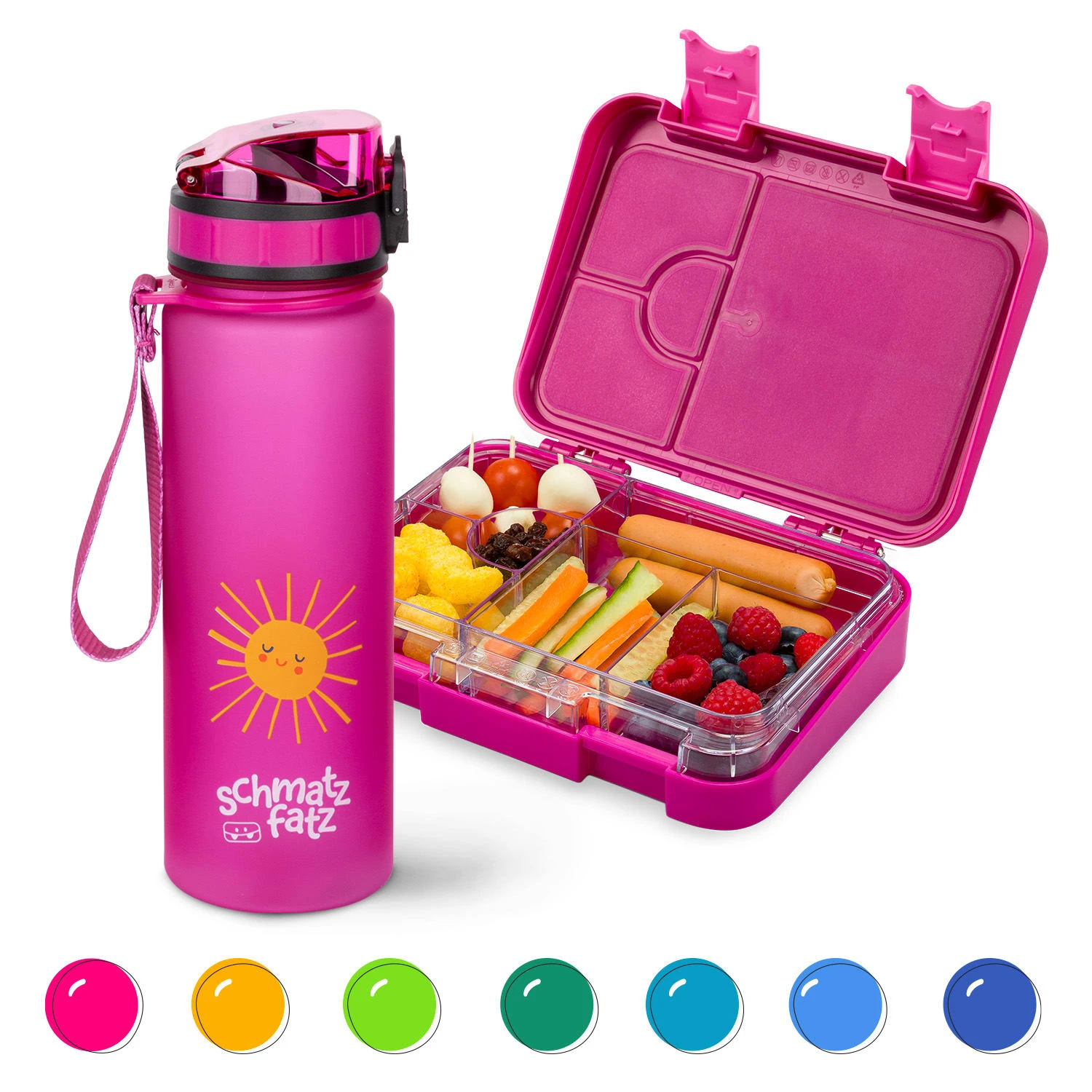 Schmatzfatz Frühstücksset Lunchbox & Trinkflasche Tritan Dicht BPA-frei