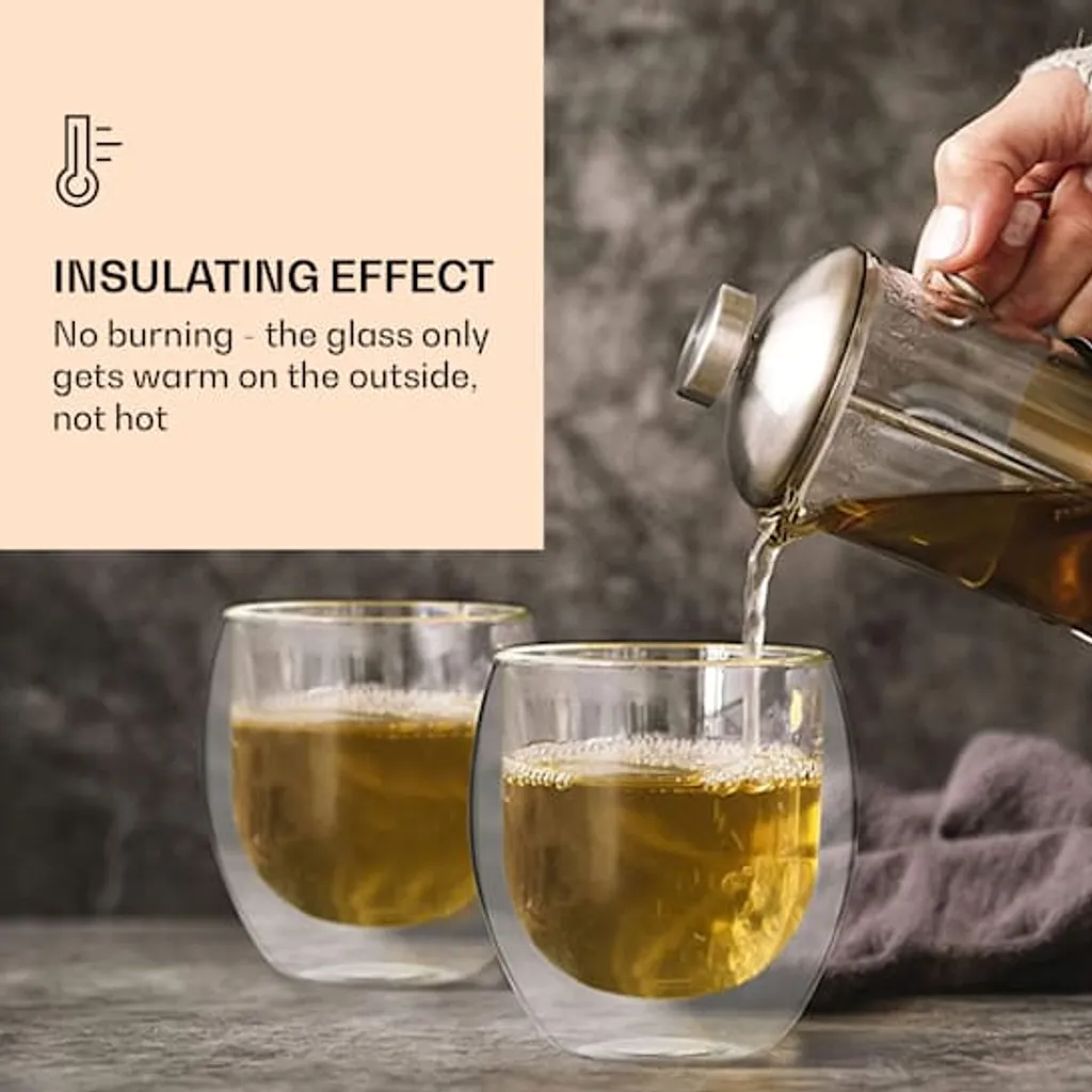 DUOS 4X 410ml Jumbo Doppelwandige Thermo-Gläser + 4X Edelstahl-LÖFFEL, Für Latte Macchiato, Cocktails, Vorspeisen By Feelino - Image 2