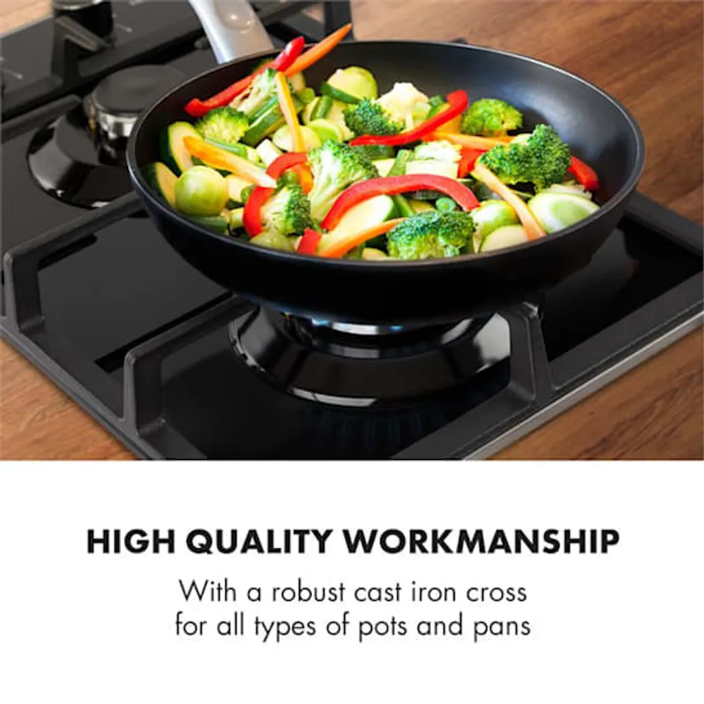 Klarstein Gasherd Einbau-Gaskochfeld - Sabaf-Brenner - Gaskochfeld Für Propan/Erdgas - Gasherd Kochfeld Einbau Gasherd - Glaskeramik - 2-Flammig - 30cm - Schwarz Einbau Gas Kochfeld Gasherd 2 Platten Kochfelder Herdplatte Kochplatte Einbaukochfeld - Image 9