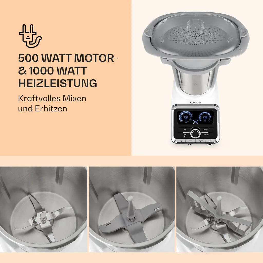 GrandPrix Küchenmaschine 500W / 1000W 2,5l Edelstahl-Rührschüssel - Image 3