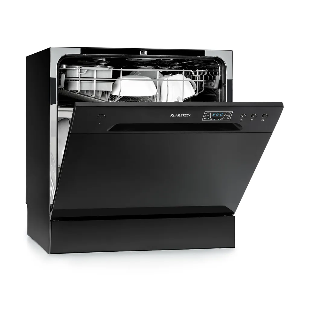 Klarstein Spülmaschine 55 Cm Geschirrspüler Freistehend Teilintegriert - 206 KWh/Jahr - 8 Maßgedecke - 6 Programme - Aquastop - Schwarz Einbau Geschirrspüler Spülmaschine Einbaugeschirrspüler Einbauspülmaschine