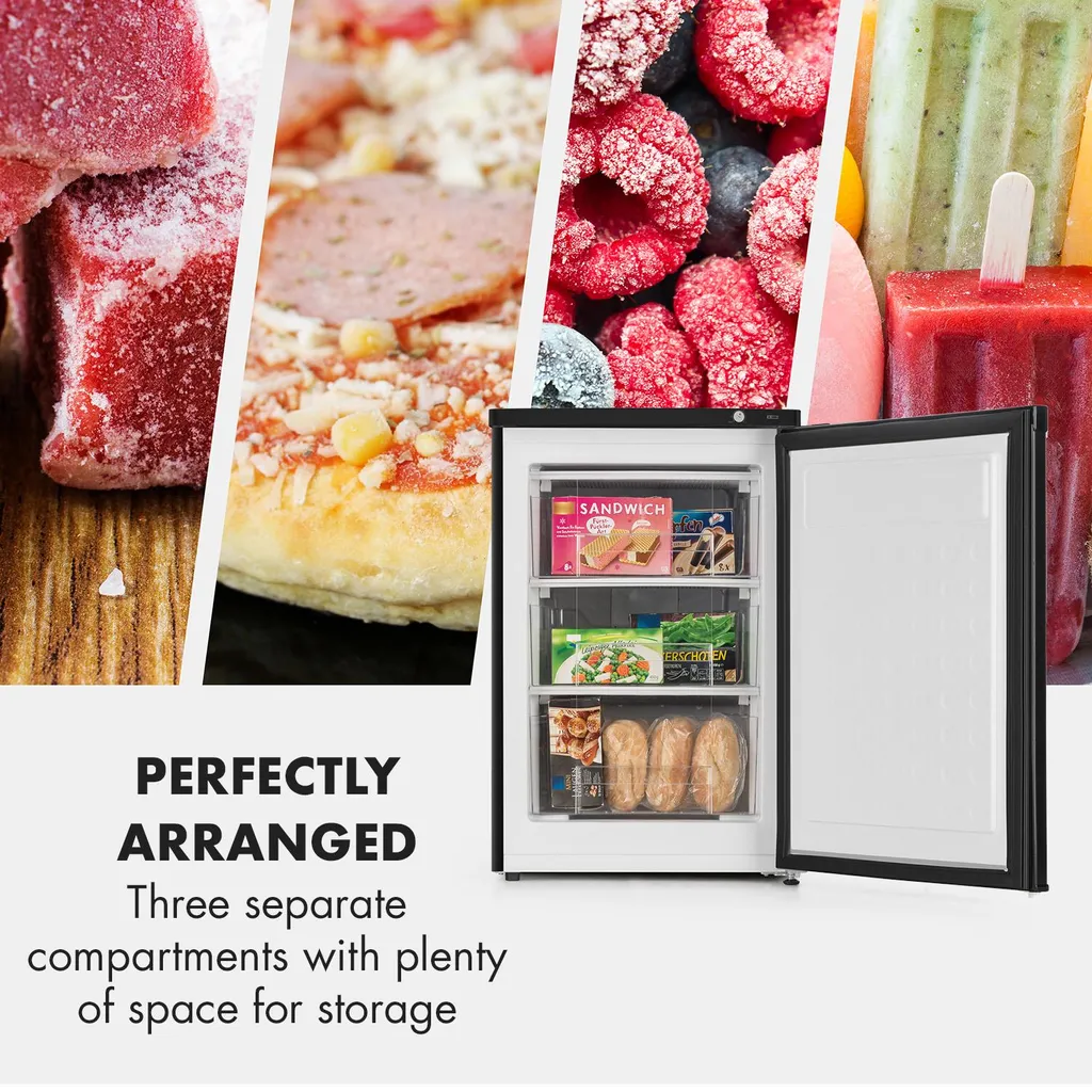 Klarstein Garfield XXL Gefrierschrank , 81 Liter Gesamtvolumen , 3 Durchsichtige Boxen , Thermostat Mit 3 Stufen , Höhenausgleichende Füße , 41 DB , Schwarz - Image 2