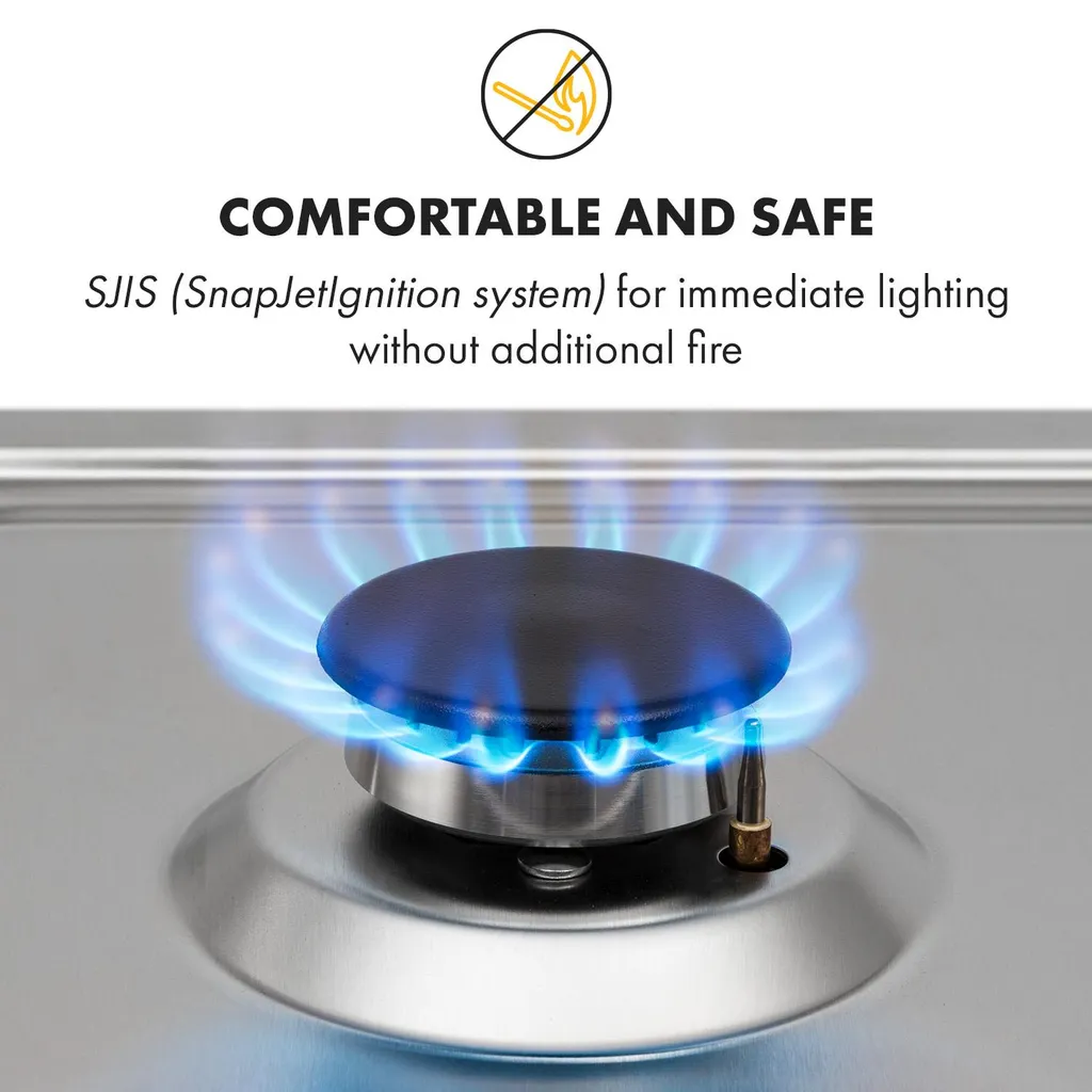 Klarstein Gasherd Einbau-Gaskochfeld - Sabaf-Brenner - Gaskochfeld Für Propan/Erdgas - Gasherd Kochfeld Einbau Gasherd Glaskeramik - 4-Flammig - Silber Einbau Gas Kochfeld Gasherd 4 Platten Kochfelder Herdplatte Kochplatte Einbaukochfeld - Image 5