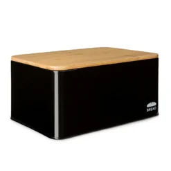 Stigby 2-in-1 Brotkasten Mit Schneidebrett Metallblech Bambus Beige