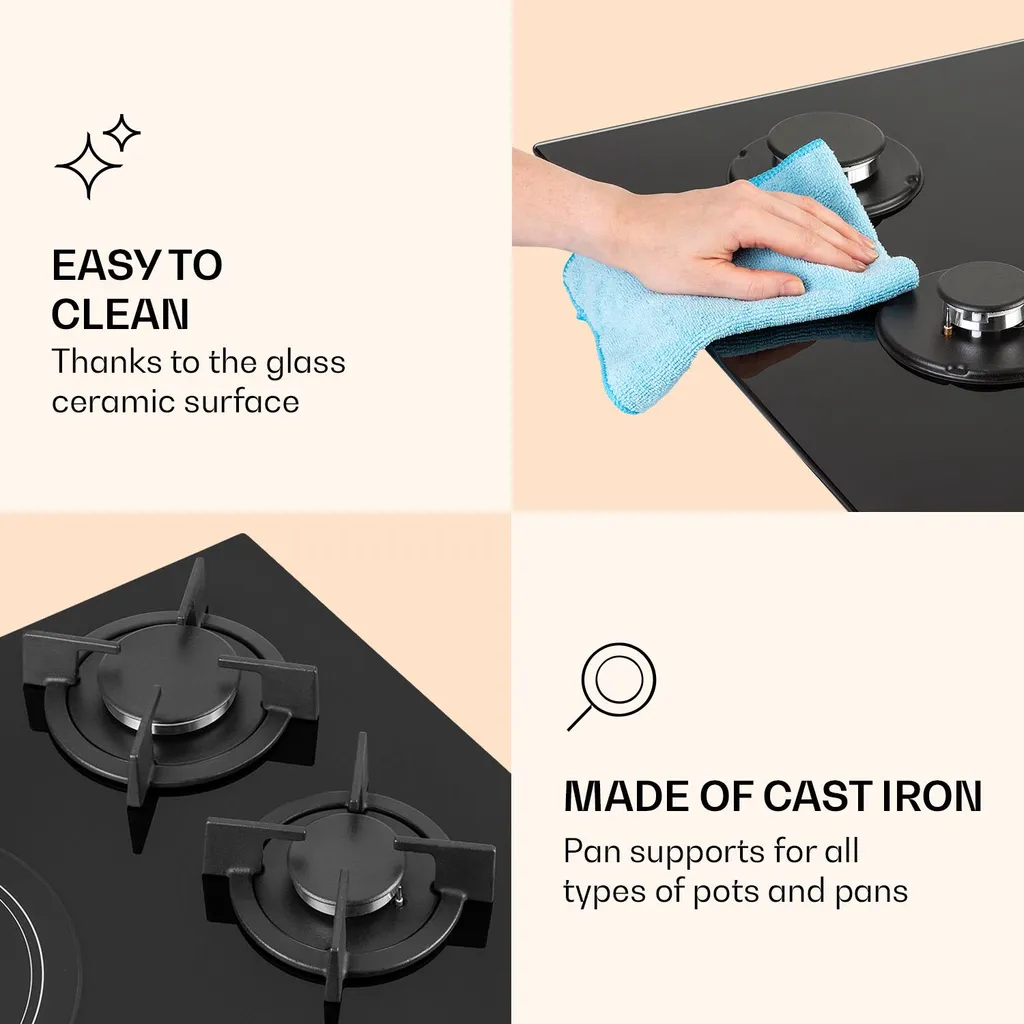 Klarstein MultiChef 5 Kombi-Gaskochfeld Gas/Glaskeramik 5 Zonen - Image 7