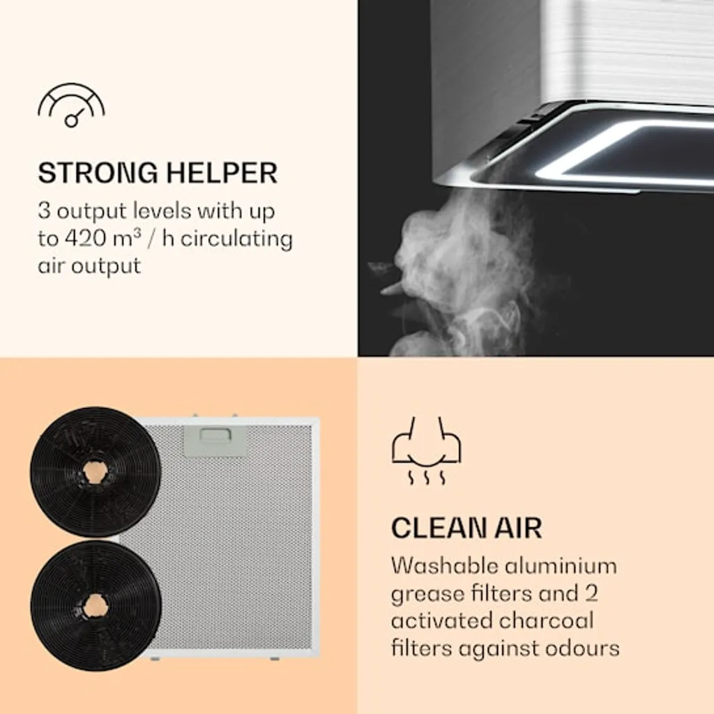 Klarstein Futurelight Smart Inselabzugshaube , Umluft 420m³/h , LED Beleuchtung , 3 Leistungsstufen ,Steuerbar Via WiFi Und Klarstein App Experience , Edelstahl - Image 5