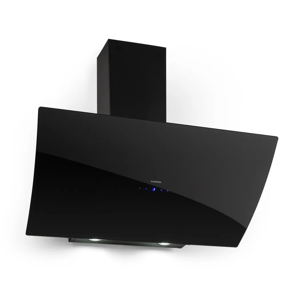 Klarstein Annabelle 90 Dunstabzugshaube - Kopffreihaube, Wandabzugshaube, Abluft/Umluft, 650 M³/h Abluftleistung, 230 Watt, LED-Kochflächenbeleuchtung, Edelstahl, Touch-Armatur, Schwarz