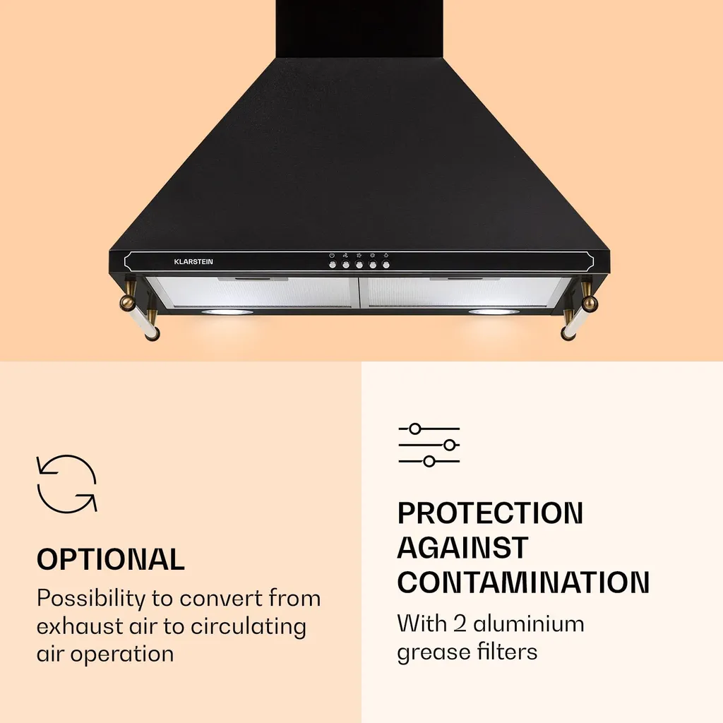 Klarstein Victoria Dunstabzugshaube 60cm , 644,5 M³/h Luftdurchsatz , 2 Stromsparende LED-Lampen , Retro-Design - Image 5