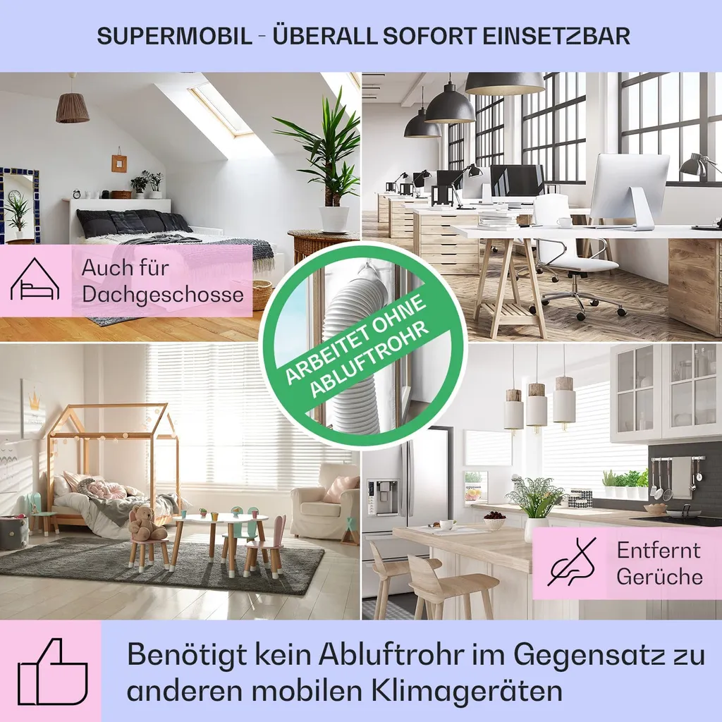 Klarstein Mobiles Klimagerät Ohne Abluftschlauch - Luftkühler Mit Wasser Ventilator Luftbefeuchter Luftreiniger Funktion - 7L Wassertank - Air Cooler Klimaanlage Mobil Mit Fernbedienung - Weiß - Image 5