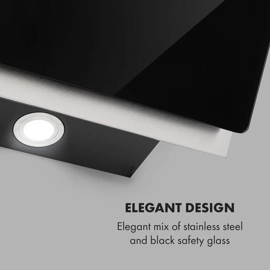 Klarstein Alessia Dunstabzugshaube , 90 Cm , EEK B , 350 M³/h , Push Control , LED-Beleuchtung , Abluft Oder Umluft , Kopffreihaube , Wandhaube , Edelstahl-Glas-Mix , Schwarz - Image 4