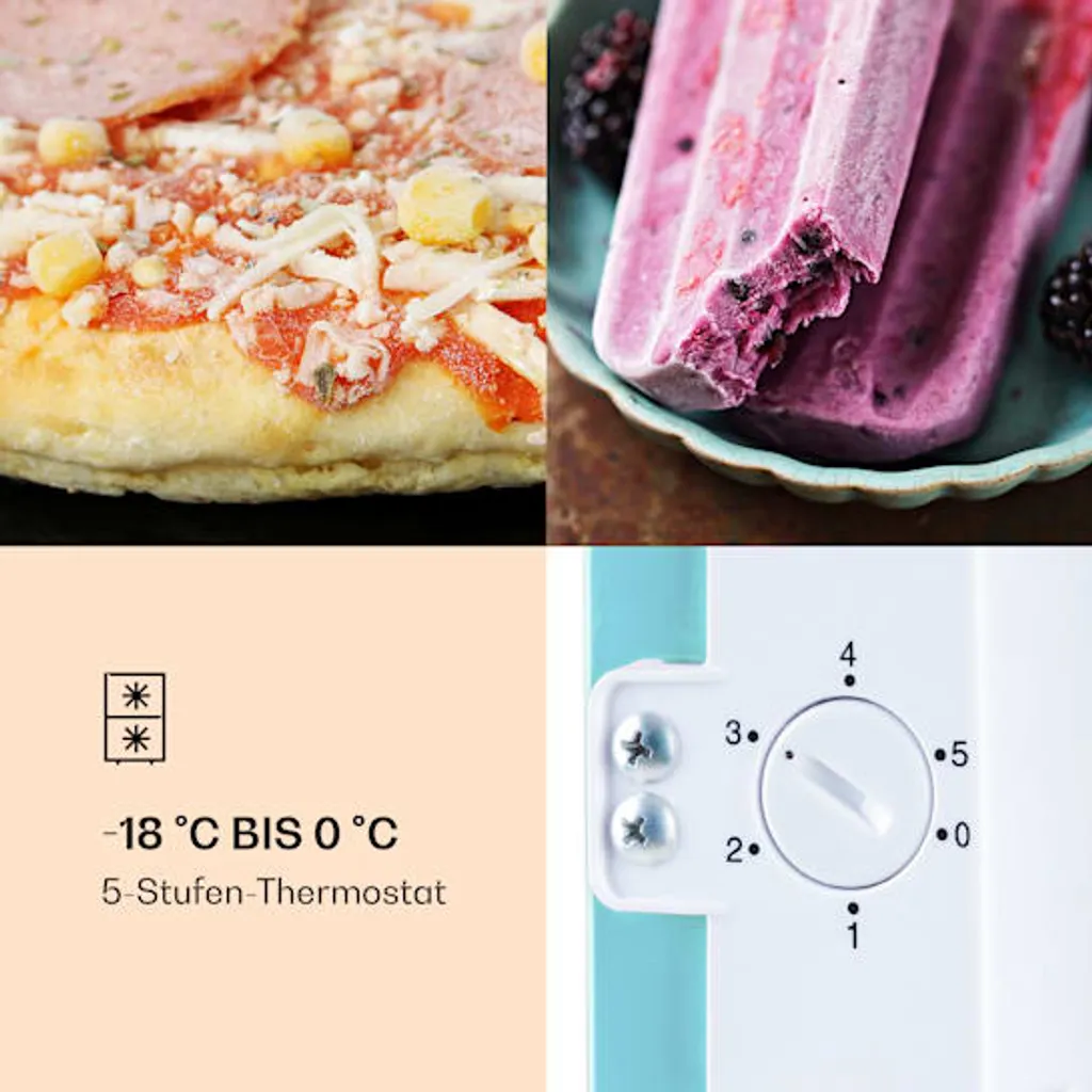 Klarstein Laika 60L Gefrierschrank , 60 Liter , 4-Sterne-Gefrierfach , 3 Schubladen , Temperatur: -18 Bis 0 °C , 5-stufiger Thermostat , 41 DB , Retro-Look - Image 5