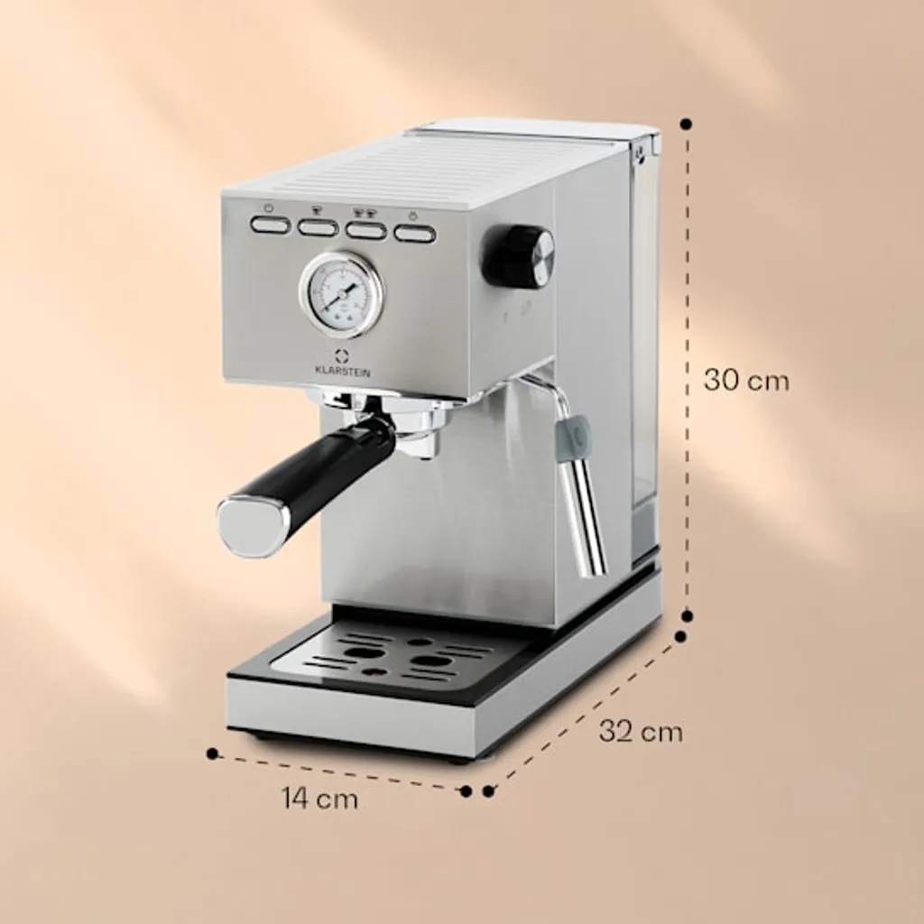 Klarstein Pausa Espressomaker, Siebträgermaschine Mit 1350 Watt, Espressomaschine 20 Bar Druck, Siebträger Kaffeemaschine Mit Wassertank: 1,4 Liter Edelstahl ,silber - Image 8