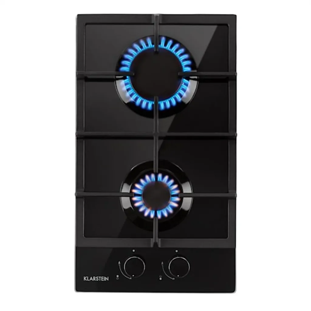 Klarstein Gasherd Einbau-Gaskochfeld - Sabaf-Brenner - Gaskochfeld Für Propan/Erdgas - Gasherd Kochfeld Einbau Gasherd - Glaskeramik - 2-Flammig - 30cm - Schwarz Einbau Gas Kochfeld Gasherd 2 Platten Kochfelder Herdplatte Kochplatte Einbaukochfeld