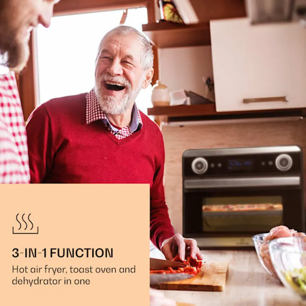 Klarstein AeroVital Jumbo 3in1 Heißluftfritteuse - 18L Heissluftfriteuse / Toaster / Dörrautomat , Airfryer Mit Touchscreen, 10 Programme, 30 Bis 230 °C, Edelstahl,inkl. 6-teiliges Zubehör - Image 2