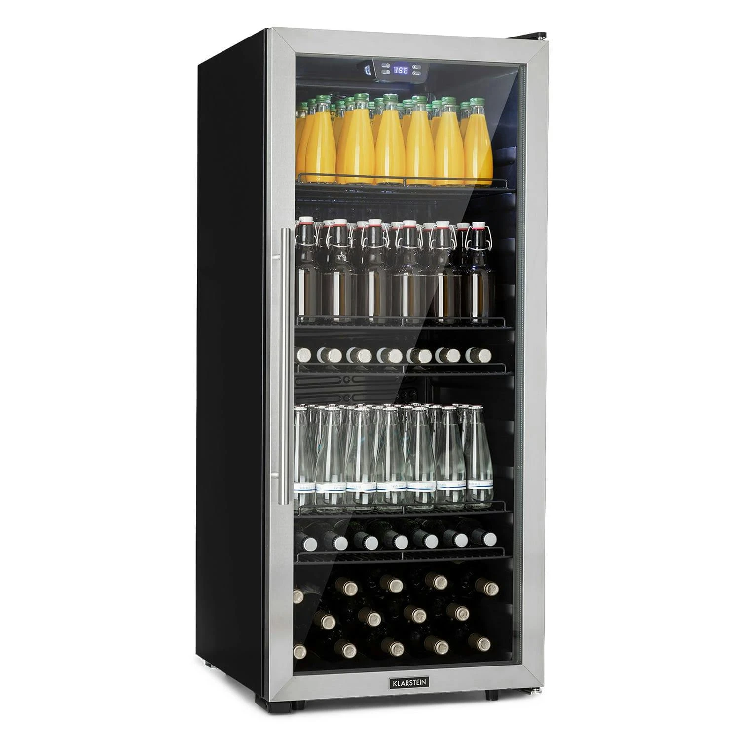 Beersafe XXL Kühlschrank 80 Liter 3 Böden Panoramaglastür Edelstahl Silber - Image 5