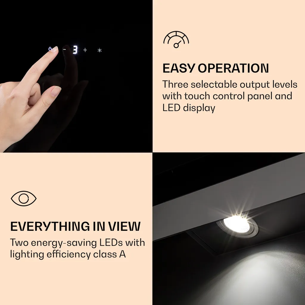 Klarstein Aurora Eco 90 Dunstabzugshaube 90 Cm , Abluftleistung: 550 M³/h , Kopffrei , Ambientelicht , EEC A+ - Image 5