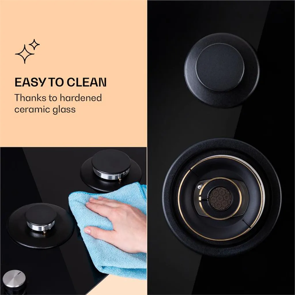 Klarstein Ignito Max 4 , Gaskochfeld , 4-flammig Glaskeramik , Ektrische Zündung , Geringere Energiekosten , 9,1 KW , 60 Cm - Image 6