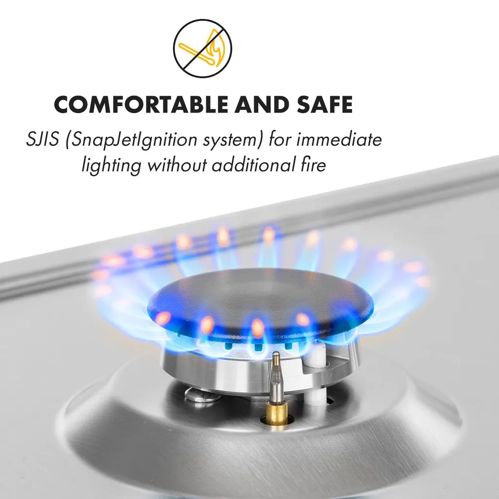Klarstein Ignito Domino Gaskochfeld , 2-flammig , Autark , 30 Cm , Einbau , Sabaf-Brenner , Erdgas/Propangas , Sicherheitsventile , Automatische Abschaltung , Topfträger Aus Gusseisen , Edelstahl , Silber - Image 5