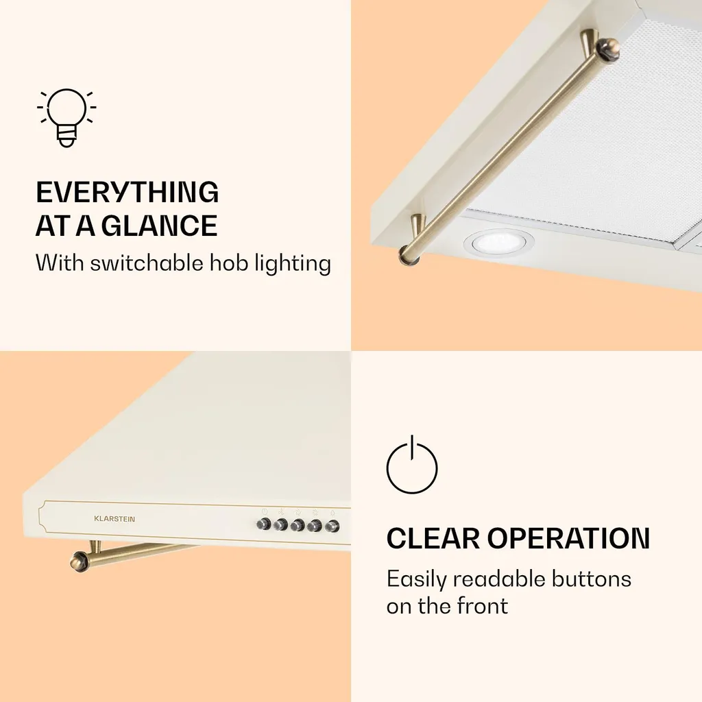 Klarstein Victoria Dunstabzugshaube 60cm , 644,5 M³/h Luftdurchsatz , 2 Stromsparende LED-Lampen , Retro-Design - Image 4