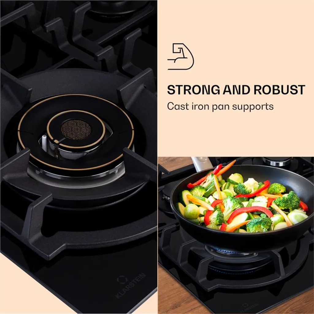 Klarstein Ignito Max 4 , Gaskochfeld , 4-flammig Glaskeramik , Ektrische Zündung , Geringere Energiekosten , 9,1 KW , 60 Cm - Image 5