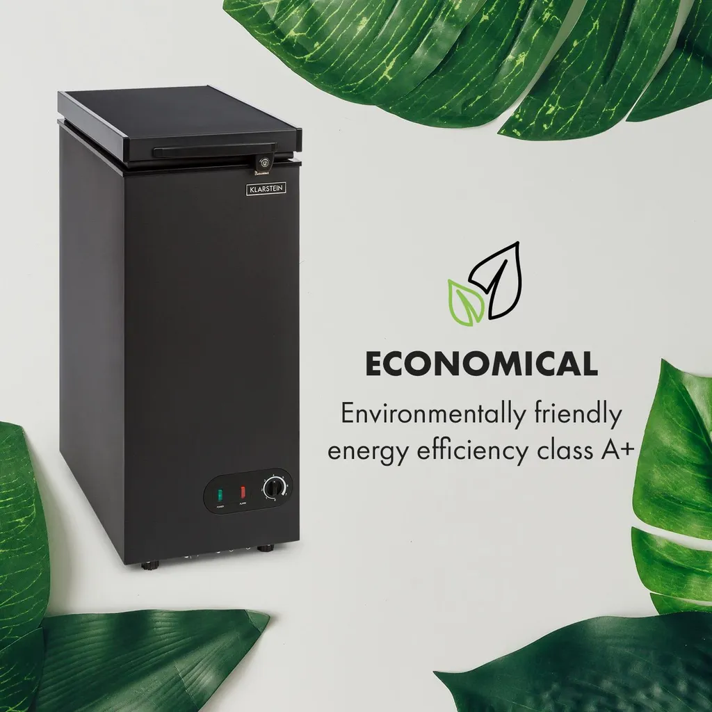 Klarstein Gefrierschrank Gefriertruhe - Tiefkühltruhe Gefrierbox - Temperaturregler - Bodenrollen - Freistehend - 50 Liter - Mattschwarz Tiefkühlschrank Freistehend Gefriertruhe Gefrierschrank Groß Kühltruhe Gefriergeräte - Image 4