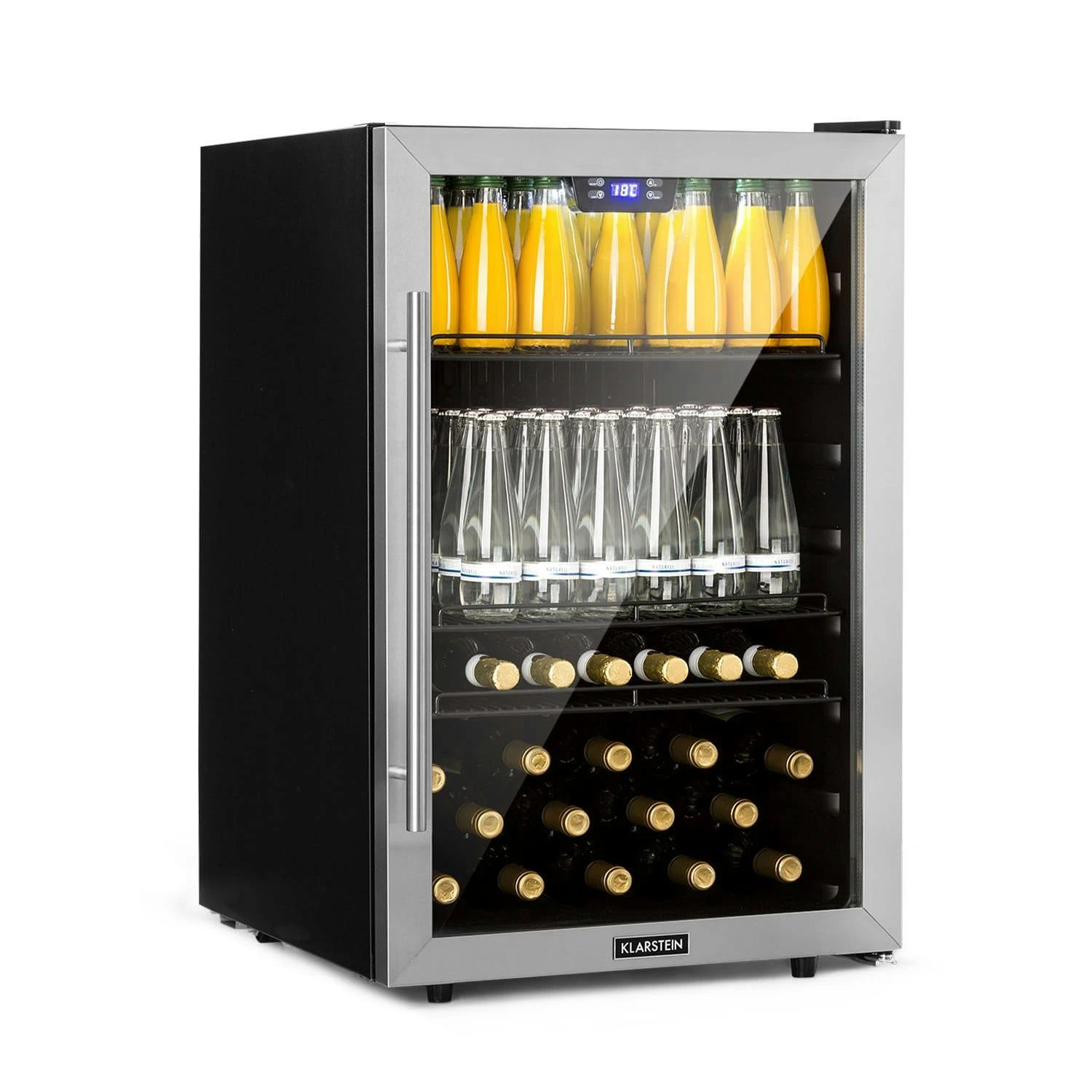 Beersafe XXL Kühlschrank 80 Liter 3 Böden Panoramaglastür Edelstahl Silber - Image 3