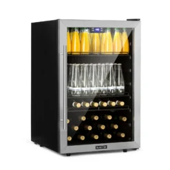 Beersafe 5XL Kühlschrank 148 Liter 3 Böden Panoramaglastür Edelstahl Edelstahl