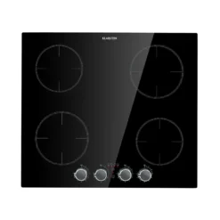 Klarstein Kochheld 4 Zonen Induktionskochfeld , Einbau-Kochfeld , 60cm , 6000 Watt , Autark , 4 Dreh-Regler , Rahmenlos , 120 Cm Kabellänge , 5-poliger-Anschluss , 9 Stufen , Abschalt-Automatik , Glas , Schwarz
