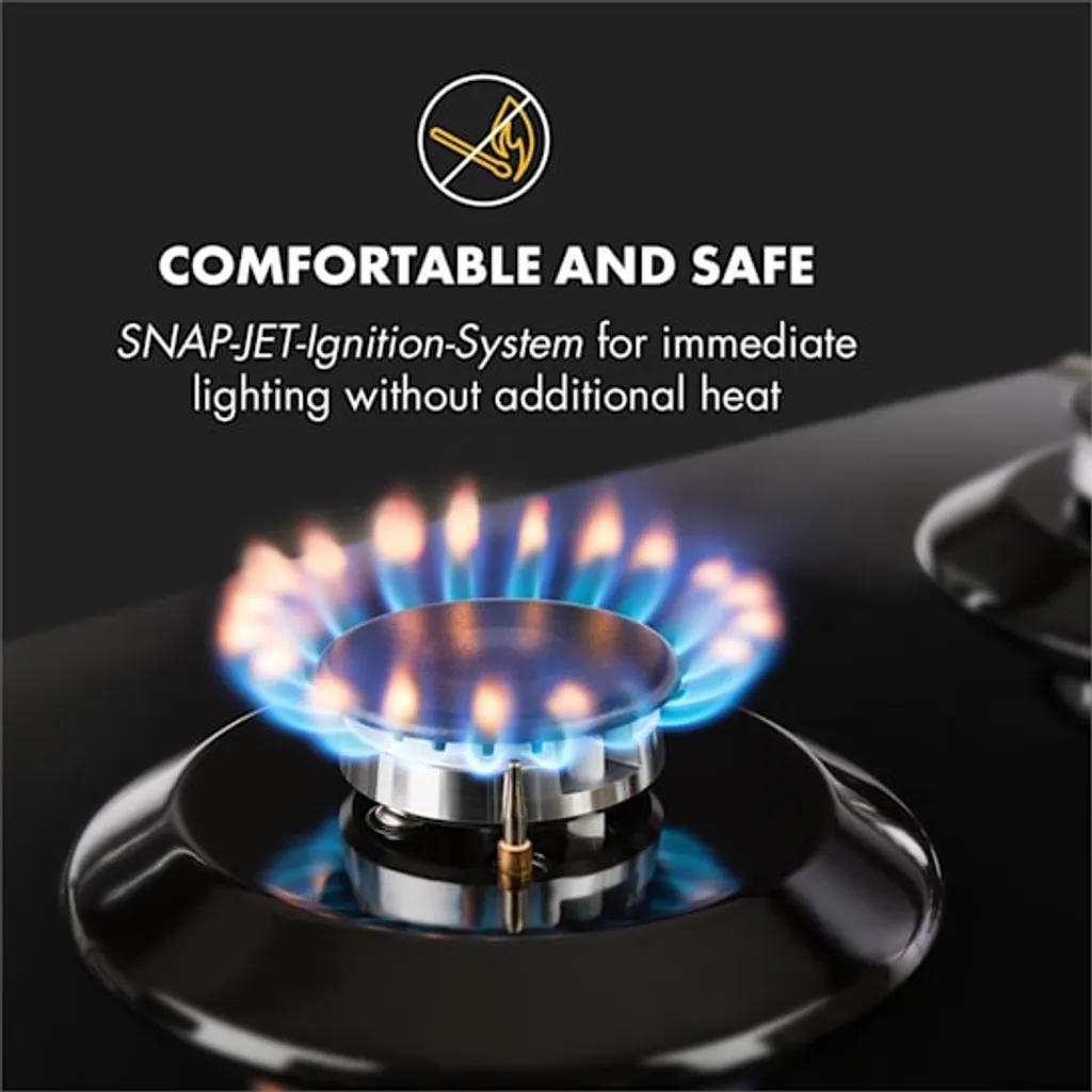 Klarstein Gasherd Einbau-Gaskochfeld - Sabaf-Brenner - Gaskochfeld Für Propan/Erdgas - Gasherd Kochfeld Einbau Gasherd - Glaskeramik - 2-Flammig - 30cm - Schwarz Einbau Gas Kochfeld Gasherd 2 Platten Kochfelder Herdplatte Kochplatte Einbaukochfeld - Image 5