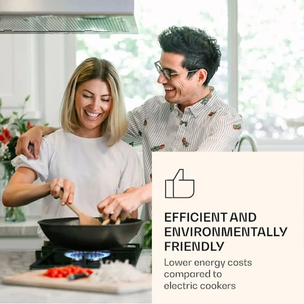 Klarstein Gaskochfeld Gasherd Einbau - Sabaf-Brenner - Erdgas/Propangas - Automatische Abschaltung - Gusseisen - Glaskeramik Retro-Look - 2-flammig - Schwarz Einbau Gas Kochfeld Gasherd 2 Platten Kochfelder Herdplatte Kochplatte Einbaukochfeld - Image 2