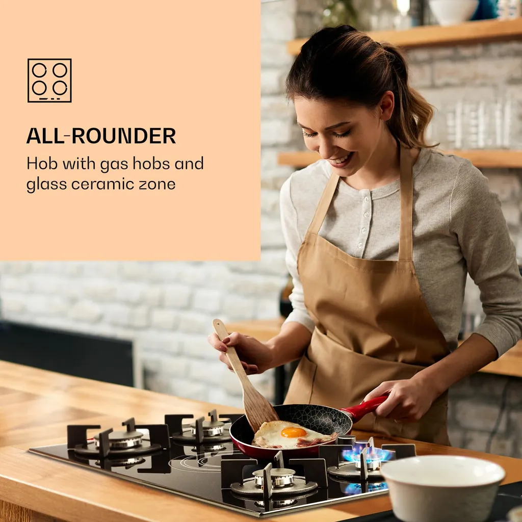 Klarstein MultiChef 5 Kombi-Gaskochfeld Gas/Glaskeramik 5 Zonen - Image 2