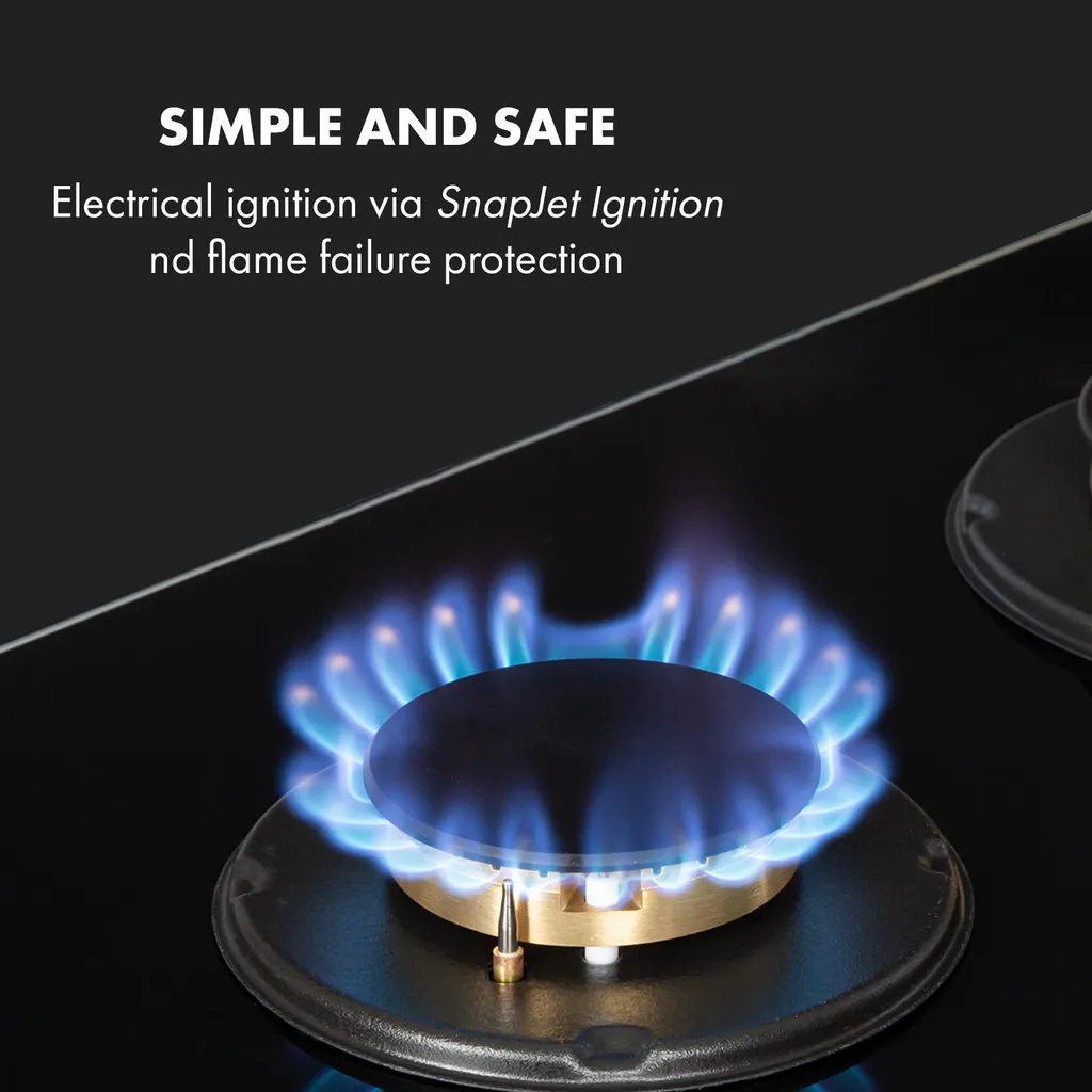 Klarstein Goldflame Domino Gaskochfeld , 2-flammig , Autark , 30 Cm , Einbau , Messing-Brenner , Erdgas/Propangas , Sicherheitsventile , Automatische Abschaltung , Topfträger Aus Gusseisen , Inkl. Schlauch Und Druckminderer , Glaskeramik Ø 8 Mm , Schwarz - Image 5