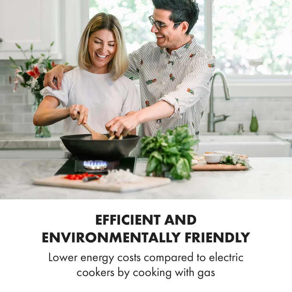 Klarstein Goldflame Domino Gaskochfeld , 2-flammig , Autark , 30 Cm , Einbau , Messing-Brenner , Erdgas/Propangas , Sicherheitsventile , Automatische Abschaltung , Topfträger Aus Gusseisen , Inkl. Schlauch Und Druckminderer , Glaskeramik Ø 8 Mm , Schwarz - Image 2